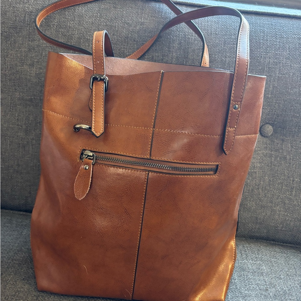 Chic Tan Leather Tote Bag